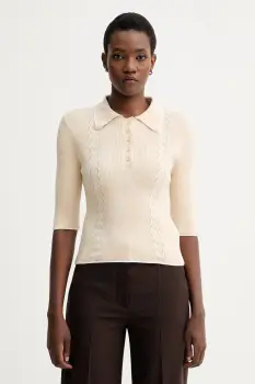 Sessun pulover de bumbac culoarea bej, light, 25109001 imagine