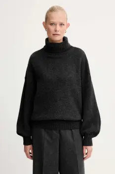 Sessun pulover de lana culoarea gri, cu guler, 25109034 imagine