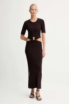 Sessun rochie culoarea maro, maxi, mulata, 25105019 imagine