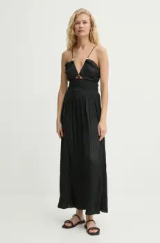 Sessun rochie culoarea negru, maxi, evazati, 25205009 imagine