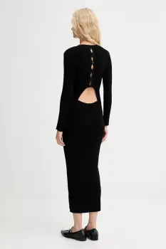 Sessun rochie culoarea negru, maxi, mulata, 25105018 imagine