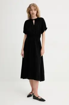 Sessun rochie culoarea negru, midi, evazati, 25205043 imagine