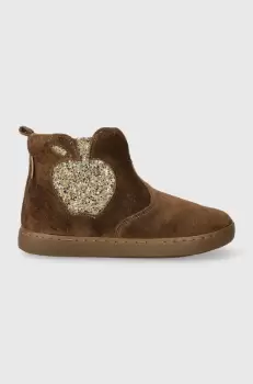 Shoo Pom ghete din piele pentru copii culoarea maro imagine