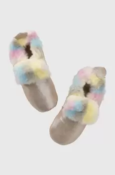 Shoo Pom papuci din piele intoarsa pentru copii culoarea roz imagine