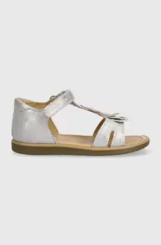 Shoo Pom sandale din piele intoarsa pentru copii culoarea argintiu imagine