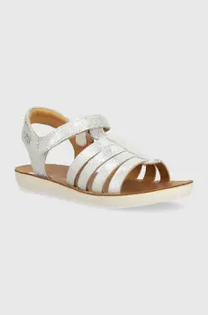 Shoo Pom sandale din piele intoarsa pentru copii GOA SPART culoarea argintiu imagine