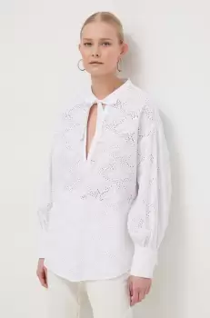 Silvian Heach bluza din bumbac femei, culoarea alb, neted imagine