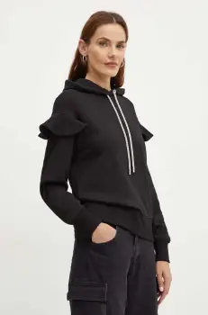 Silvian Heach hanorac de bumbac LINDER femei, culoarea negru, cu gluga, neted, GPA24338FE imagine