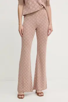 Silvian Heach pantaloni din amestec de in ARIS culoarea roz, evazati, high waist, GPA25201PA imagine