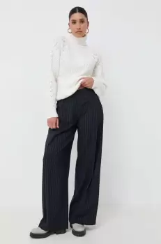 Silvian Heach pantaloni femei, culoarea albastru marin, lat, high waist imagine