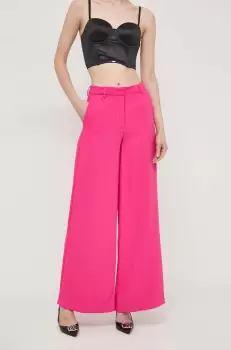 Silvian Heach pantaloni femei, culoarea roz, lat, high waist imagine