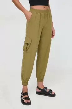 Silvian Heach pantaloni femei, culoarea verde, fason cargo, high waist imagine