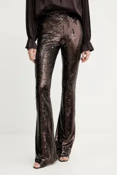 Silvian Heach pantaloni FUNZAM culoarea maro, evazati, high waist, GPA25522PA imagine