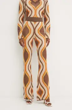 Silvian Heach pantaloni GERMAR femei, culoarea bej, drept, high waist, GPA24148PA imagine