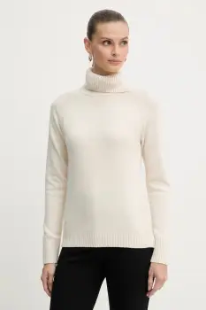 Silvian Heach pulover din amestec de lana DIOUF culoarea bej, light, cu guler, GPA25232LU imagine