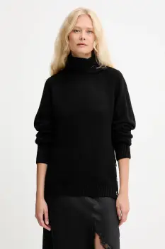 Silvian Heach pulover din amestec de lana DIOUF culoarea negru, light, cu guler, GPA25232LU imagine