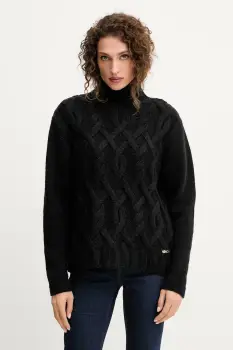 Silvian Heach pulover din amestec de lana HENRY culoarea negru, calduros, cu guler, GPA25255LU imagine