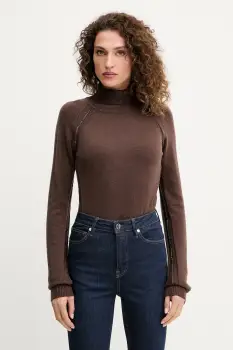 Silvian Heach pulover din amestec de lana SAM culoarea maro, cu guler, GPA25244LU imagine