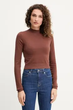 Silvian Heach pulover LOLA culoarea maro, cu turtleneck, GPA25554LU imagine