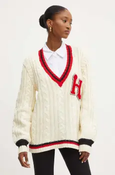 Silvian Heach pulover MALAIKA femei, culoarea bej, GPA24072MA imagine