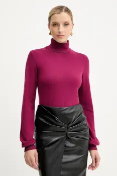 Silvian Heach pulover SESIN culoarea bordo, light, cu guler, GPA25036LU imagine