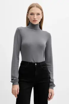 Silvian Heach pulover SESIN culoarea gri, light, cu guler, GPA25036LU imagine