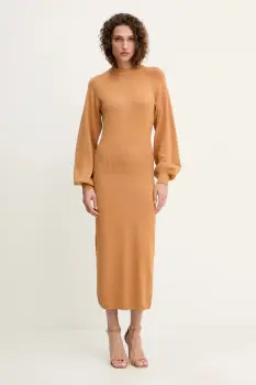 Silvian Heach rochie AMARAT culoarea maro, maxi, drept, GPA25257VE imagine