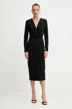 Silvian Heach rochie BAGHED culoarea negru, midi, drept, GPA25002VE imagine