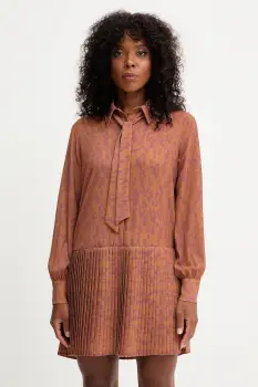 Silvian Heach rochie BENYE culoarea maro, mini, drept, GPA25467VE imagine