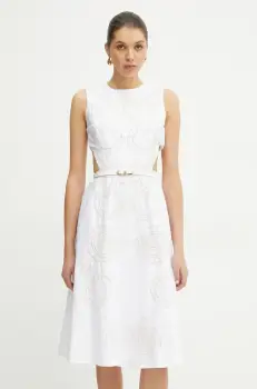 Silvian Heach rochie BONGRAZ culoarea alb, midi, evazati, GPP25342VE imagine