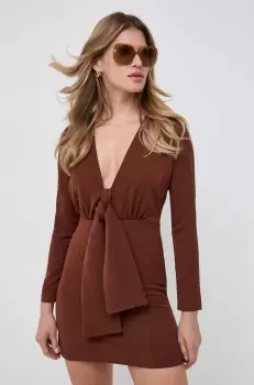 Silvian Heach rochie culoarea maro, mini, mulata imagine