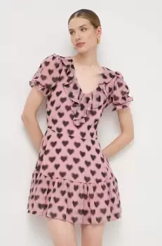 Silvian Heach rochie culoarea roz, mini, evazati imagine