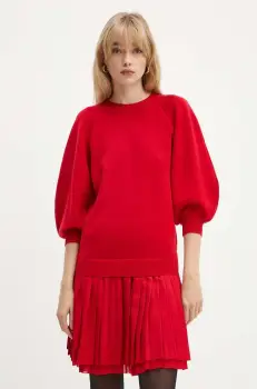 Silvian Heach rochie din amestec de lana DANNY culoarea rosu, mini, evazati, GPA24210VE imagine