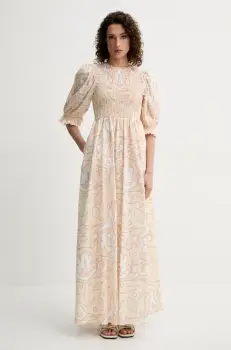 Silvian Heach rochie din bumbac TAABO culoarea bej, maxi, evazati, CVP25033VE imagine