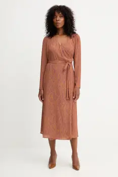 Silvian Heach rochie HARGA culoarea maro, midi, evazati, GPA25415VE imagine