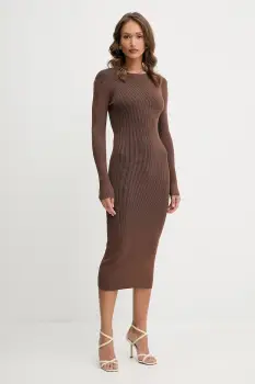 Silvian Heach rochie SZABO culoarea maro, midi, mulata, GPA25057VE imagine