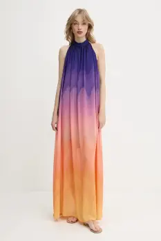 Silvian Heach rochie URCHIM culoarea portocaliu, maxi, evazati, CVP25058VE imagine