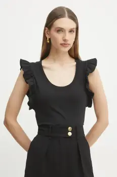 Silvian Heach tricou din bumbac TANKI femei, culoarea negru, GPP25205CN imagine