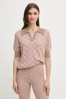 Silvian Heach tricou polo din in CHATZID culoarea roz, GPA25202PO imagine