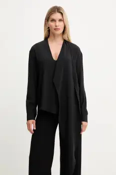 Simona Corsellini bluza cu matase culoarea negru, uni, A25CPCA00801 imagine