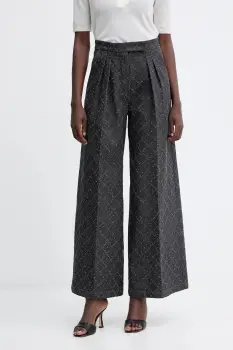 Simona Corsellini pantaloni de bumbac culoarea gri, lat, high waist, A25CPPA01001 imagine