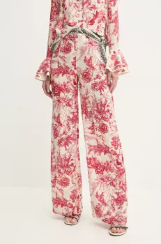 Simona Corsellini pantaloni femei, culoarea bej, drept, high waist, P25CPPA002 imagine