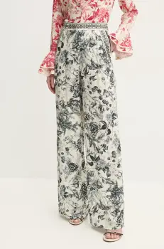 Simona Corsellini pantaloni femei, culoarea bej, drept, high waist, P25CPPA002 imagine