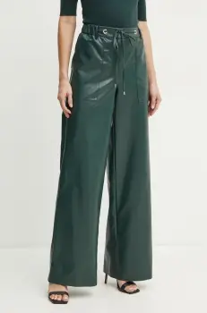 Simona Corsellini pantaloni femei, culoarea verde, lat, high waist, A24CPPA006 imagine