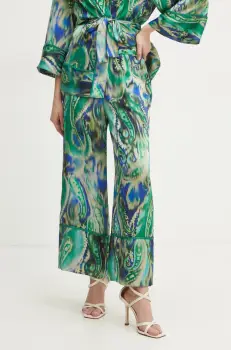 Simona Corsellini pantaloni femei, culoarea verde, lat, high waist, P25CPPA025 imagine