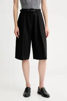 Simona Corsellini pantaloni scurti culoarea negru, uni, high waist, A25CPPA01701 imagine