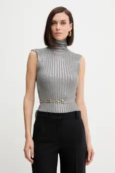 Simona Corsellini pulover culoarea gri, light, cu guler, A25CPMGP0601 imagine