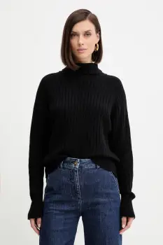 Simona Corsellini pulover de lana culoarea negru, light, cu guler, A25CPMGG08S1 imagine