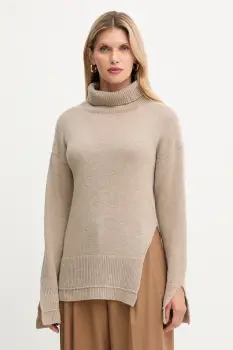 Simona Corsellini pulover din amestec de lana culoarea bej, light, cu guler, A25CPMGP08S1 imagine