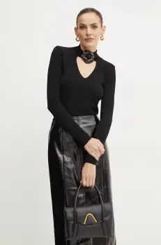 Simona Corsellini pulover femei, culoarea negru, light, cu turtleneck, A24CPMGP02 imagine